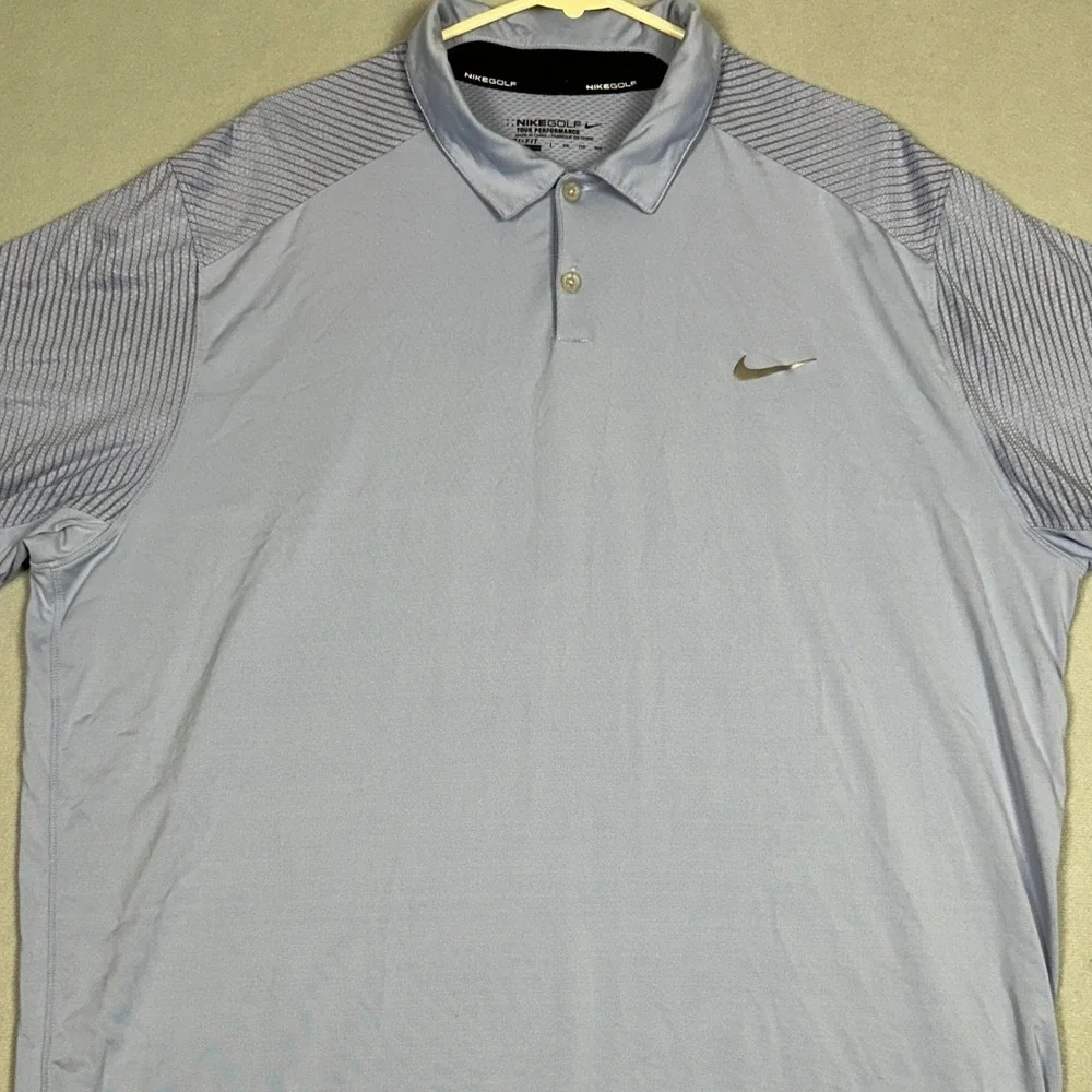 Nike Golf Polo Shirt Mens 2XL Blue Grey Tour Performance Dri-FIT Rugby Stretch